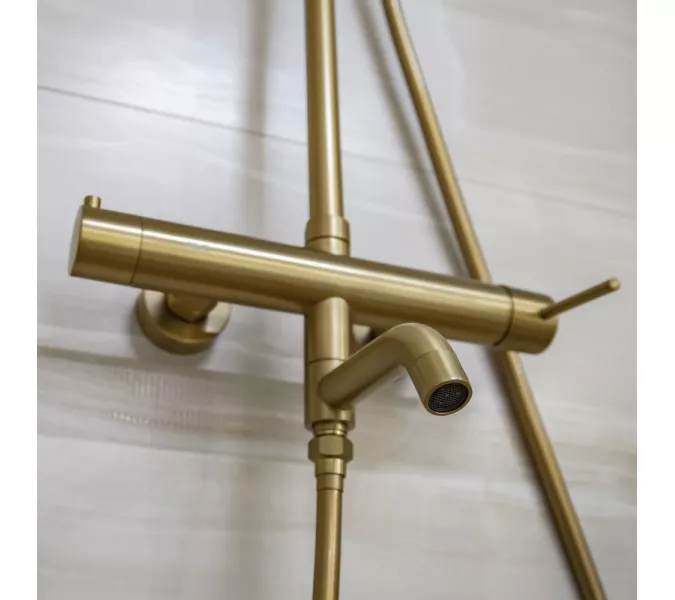 Душевая стойка AVS Slimmer брашированное золото, Выбрать цвет: Брашированное золото, изображение 11