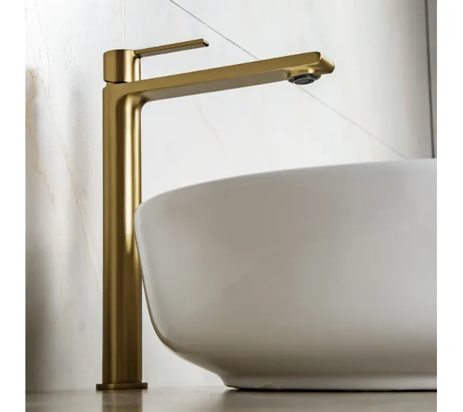 Смеситель для раковины AVS Elegant высокий, брашированное золото, Выбрать цвет: Брашированное золото, изображение 11