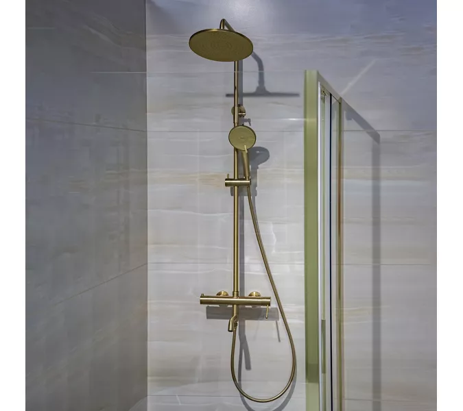 Душевая стойка AVS Slimmer брашированное золото, Выбрать цвет: Брашированное золото, изображение 4