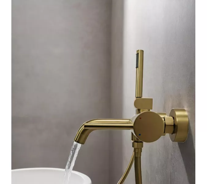 Смеситель для ванны с душем AVS Slimmer брашированное золото, Выбрать цвет: Брашированное золото, изображение 10