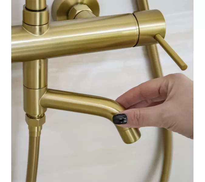 Душевая стойка AVS Slimmer брашированное золото, Выбрать цвет: Брашированное золото, изображение 15