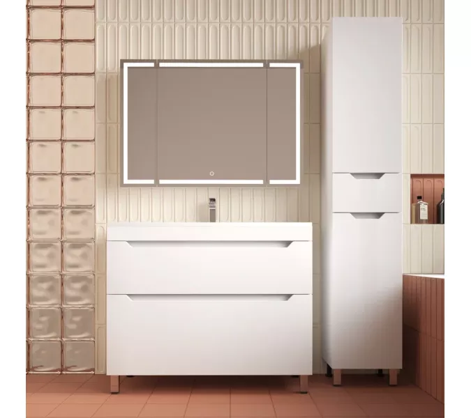 Пенал Style line "Остин" 36 см напольный 1 ящик белый эмаль PLUS, Тип: Пенал напольный, Выбрать цвет: Белый, изображение 6