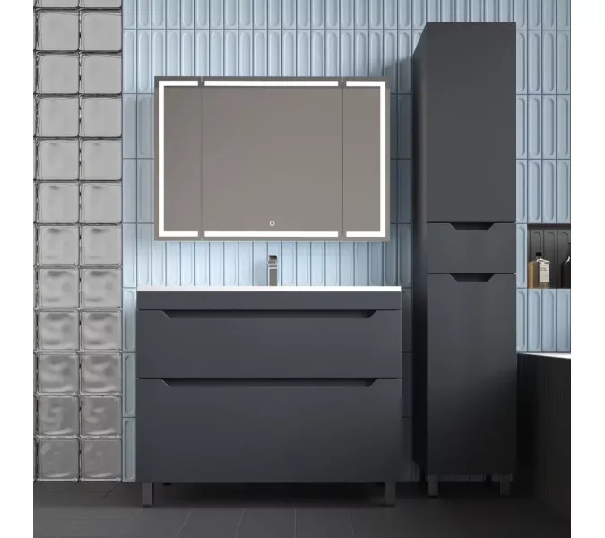 Пенал Style line "Остин" 36 см напольный 1 ящик графит эмаль PLUS, Тип: Пенал напольный, Выбрать цвет: Графит, изображение 6