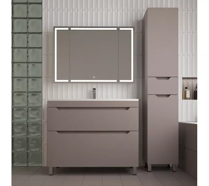 Пенал Style line "Остин" 36 см напольный 1 ящик тауп темный эмаль PLUS, Тип: Пенал напольный, Выбрать цвет: Тауп темный, изображение 6