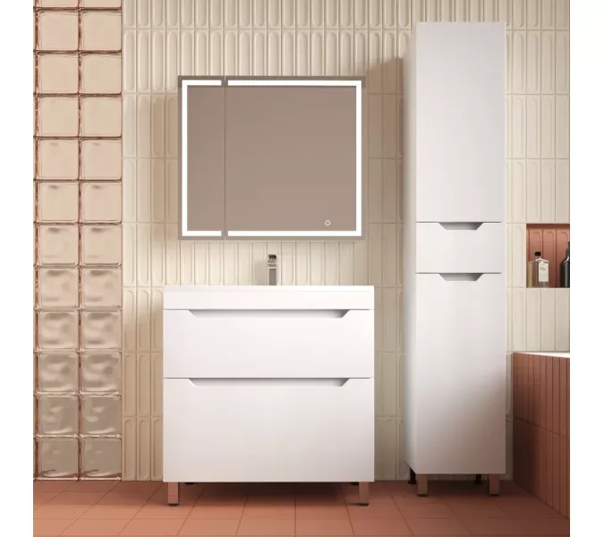 Пенал Style line "Остин" 36 см напольный 1 ящик белый эмаль PLUS, Тип: Пенал напольный, Выбрать цвет: Белый, изображение 5