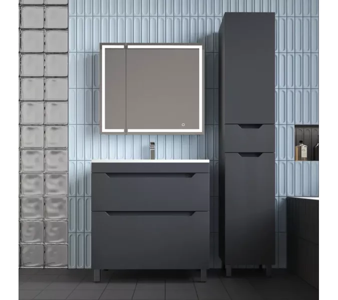 Пенал Style line "Остин" 36 см напольный 1 ящик графит эмаль PLUS, Тип: Пенал напольный, Выбрать цвет: Графит, изображение 5