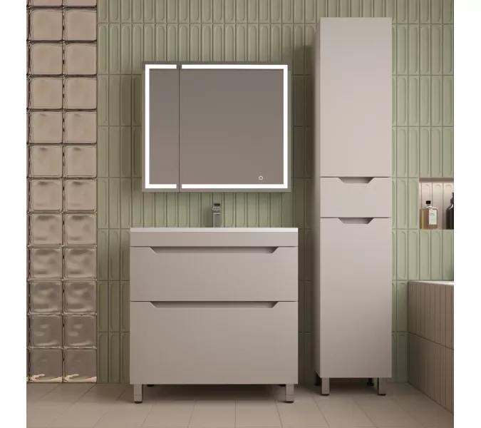 Тумба напольная Style line "Остин" с раковиной Фортуна 2 ящ крем эмаль PLUS, Выбрать цвет: Крем, Выбрать размер: 80, Внешний вид: с белой раковиной, изображение 6