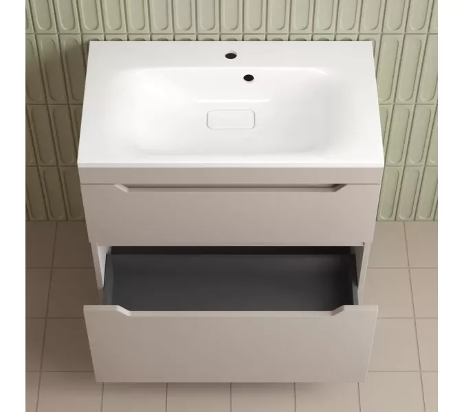 Тумба напольная Style line "Остин" с раковиной Фортуна 2 ящ крем эмаль PLUS, Выбрать цвет: Крем, Выбрать размер: 80, Внешний вид: с белой раковиной, изображение 5