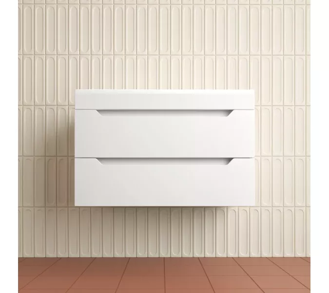 Тумба подвесная Style line "Остин" с раковиной Фортуна 2 ящ белый эмаль PLUS, Выбрать цвет: Белый, Выбрать размер: 80, Внешний вид: с белой раковиной, изображение 2