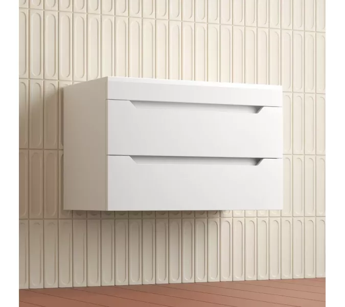 Тумба подвесная Style line "Остин" с раковиной Фортуна 2 ящ белый эмаль PLUS, Выбрать цвет: Белый, Выбрать размер: 80, Внешний вид: с белой раковиной, изображение 3