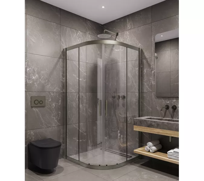 Timo Душевой угол TPSS-90-100/13C-8, раздвиж , проф никель, стекло проз 8 мм, Цвет профиля: Серый, Выбрать размер: 90х90