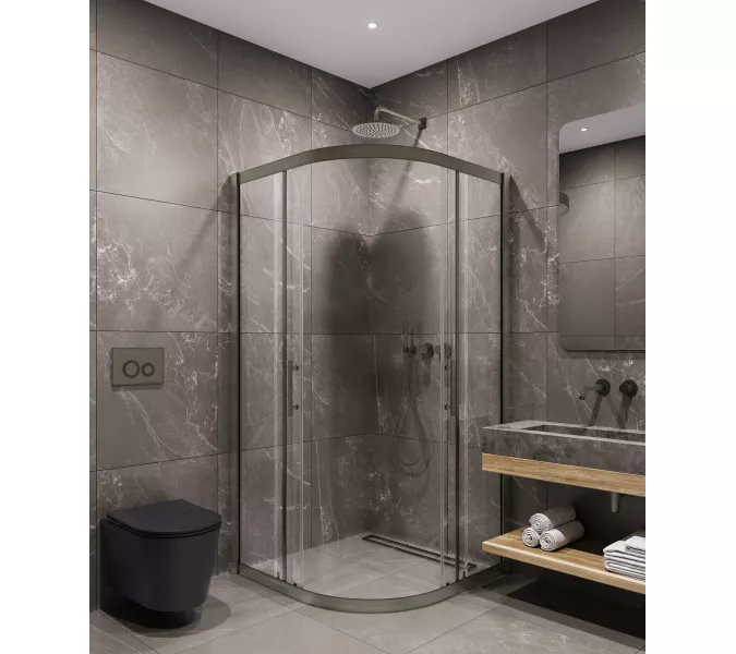 Timo Душевой угол TPSS-90-100/13C-8, раздвиж , проф никель, стекло проз 8 мм, Цвет профиля: Серый, Выбрать размер: 90х90, изображение 2
