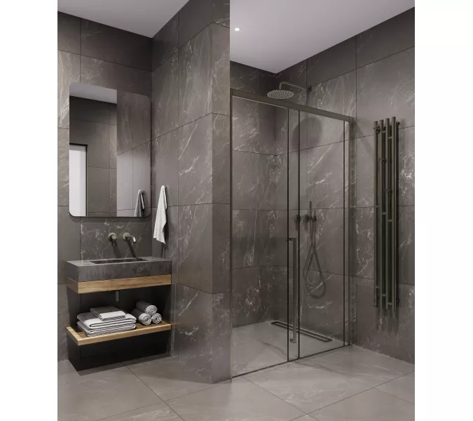 Timo Душевая дверь TDSS-/13C-8L/R  раздвиж, проф никель, стекло проз 8 мм, Цвет профиля: Серый, Выбрать размер: 120, Ориентация: левая, изображение 2