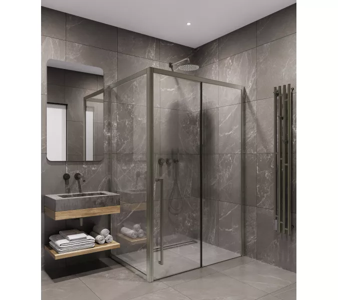 Timo душевое ограждение TDSS-/13C-8L/R, раздвиж , проф никель, Цвет профиля: Серый, Выбрать размер: 120х90, Ориентация: левая