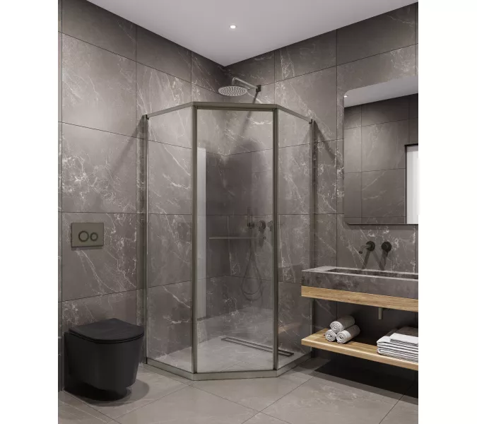 Timo Душевой угол TTSS-100/13C-8L/R , раздвиж ,проф никель, стекло проз 8 мм, Цвет профиля: Серый, Выбрать размер: 100х100, Ориентация: левая