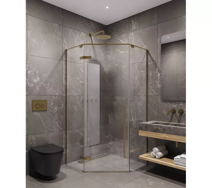 Timo Душевой угол TTSSP-90-100/17C-8, распаш , проф мат золото, стекло проз 8 мм, Цвет профиля: Золото, Выбрать размер: 90х90