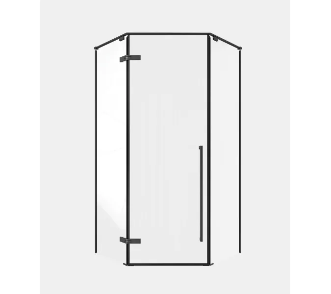 Timo Душевой угол TTSSP-90-100/03C-8, распаш , проф черный, стекло проз 8 мм, Цвет профиля: Черный, Выбрать размер: 90х90, изображение 3