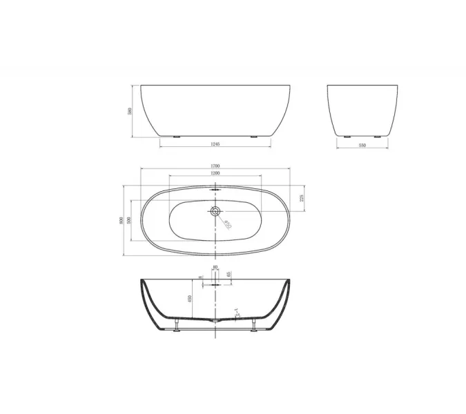 Акриловая ванна ABBER AB9265-1.7 белая, изображение 13