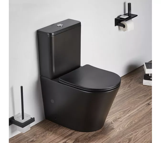 Унитаз-компакт AVS Кристалл безободковый, черный матовый, Выбрать цвет: Черный, изображение 2