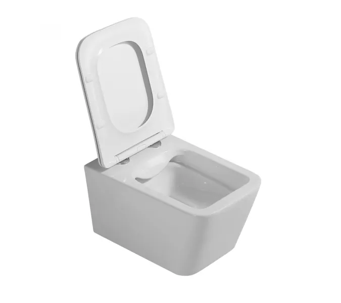 Комплект подвесной унитаз ABBER Rechteck AC1201 белый с инсталляцией AC0105 и кнопкой  хром, Цвет кнопки: Хром, Выбрать цвет: Белый, Внешний вид: квадратная кнопка, изображение 6