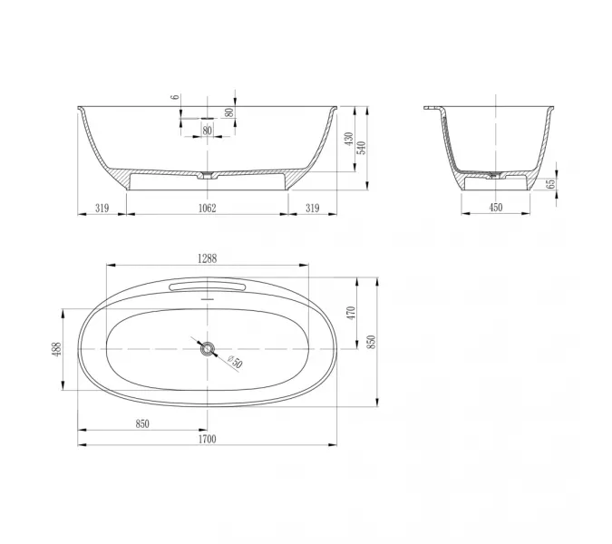 Ванна из искусственного камня ABBER Stein AS9631 белая матовая, изображение 13