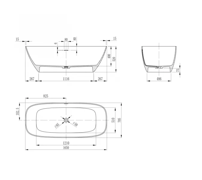 Ванна из искусственного камня ABBER Stein AS9632 белая матовая, изображение 13