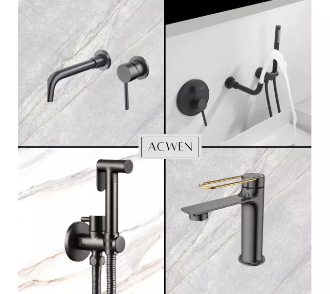 Смеситель для ванны и душа скрытого монтажа ACWEN 80073GG графит, изображение 17