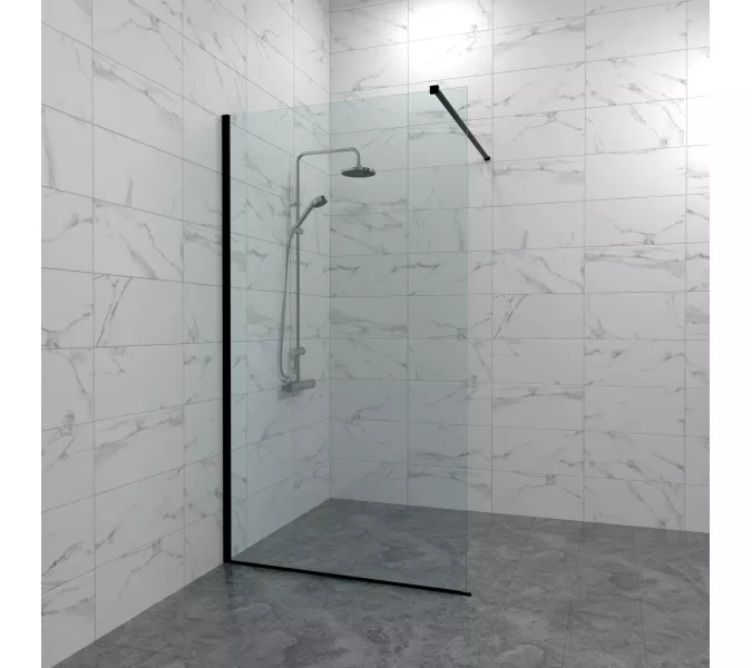 Душевая перегородка Triton Плано 80/100 Блэк, Цвет профиля: Черный, Выбрать размер: 100