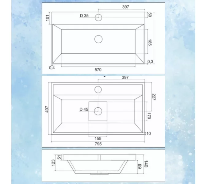 Тумба подвесная ACWEN Маргарита 80 с раковиной, белый матовый, Внешний вид: с чёрной раковиной, изображение 5