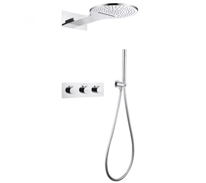 Душевая система ABBER Wasser Kreis AF8151 скрытого монтажа без излива, термостат, хром, Выбрать цвет: Хром