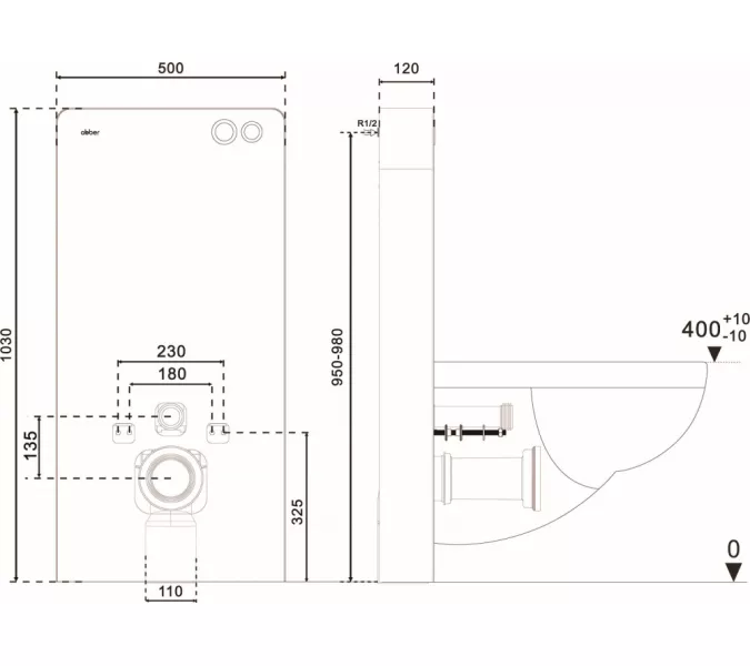 Инсталляционный модуль внешнего монтажа ABBER AC0107MW для подвесного унитаза, белый, изображение 4