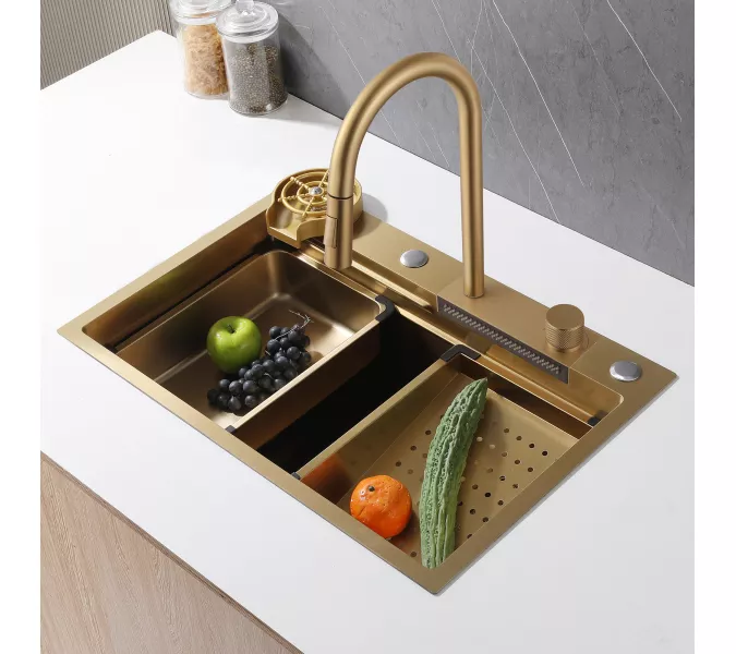 Кухонная мойка ABBER Wasser Kreis AF2194G золото матовое, Выбрать цвет: Золото