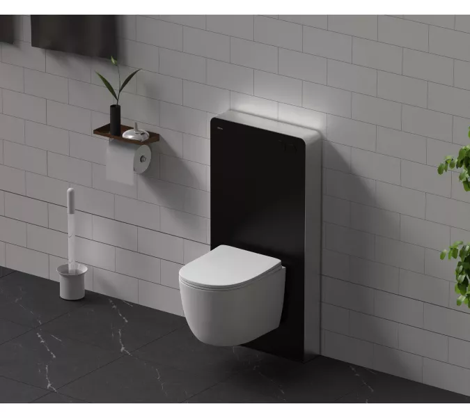 Инсталляционный модуль внешнего монтажа ABBER AC0107MB для подвесного унитаза, черный, изображение 3