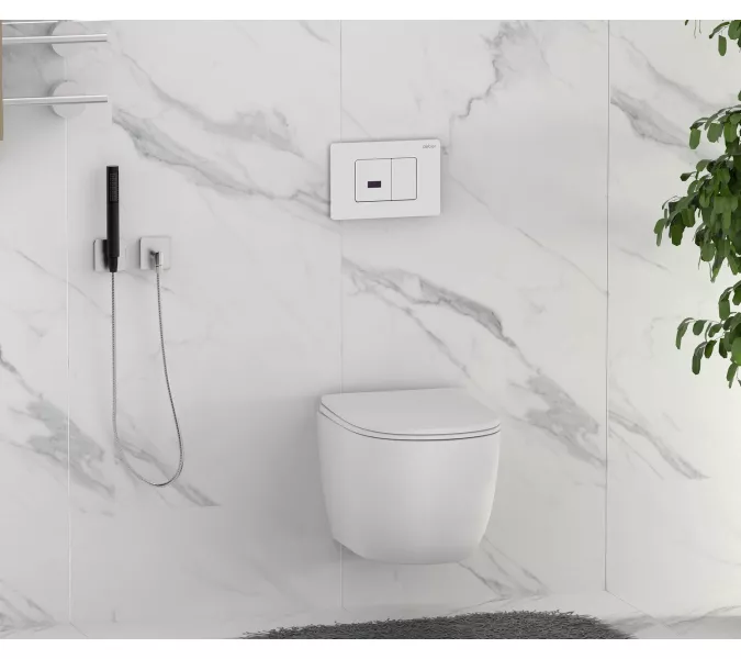 Кнопка смыва сенсорная ABBER AC0122SMW белая матовая, Выбрать цвет: Белый матовый, изображение 3