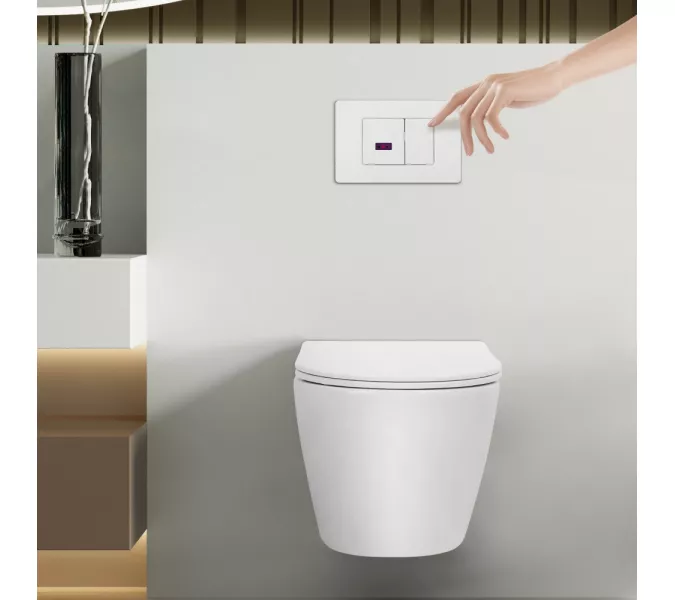 Кнопка смыва сенсорная ABBER AC0122SMW белая матовая, Выбрать цвет: Белый матовый, изображение 2