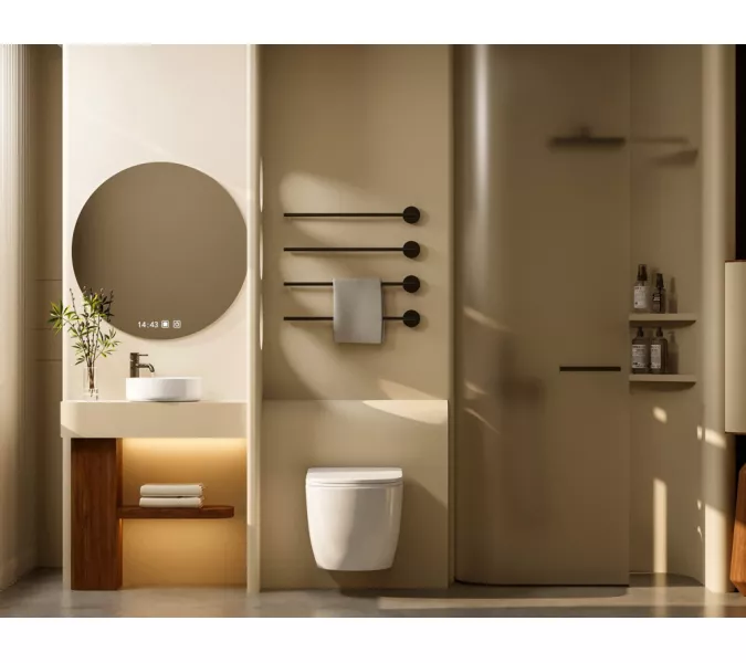 Комплект подвесной унитаз ABBER Bequem AC1100T белый с инсталляцией AC0105 и кнопкой хром, Цвет кнопки: Хром, Выбрать цвет: Белый, Внешний вид: квадратная кнопка, изображение 3