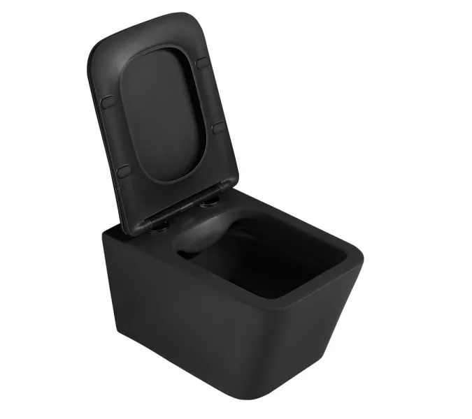 Комплект подвесной унитаз ABBER Rechteck AC1201MB черный матовый с инсталляцией AC0105 и кнопкой черный матовый, Цвет кнопки: Черный, Выбрать цвет: Черный, Внешний вид: квадратная кнопка, изображение 5