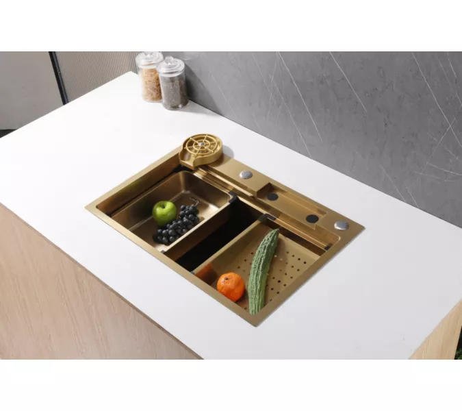 Кухонная мойка ABBER Wasser Kreis AF2194G золото матовое, Выбрать цвет: Золото, изображение 2