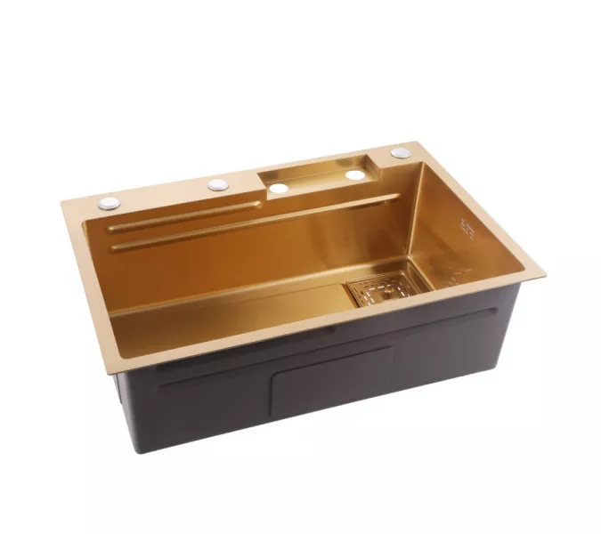 Кухонная мойка ABBER Wasser Kreis AF2194G золото матовое, Выбрать цвет: Золото, изображение 3