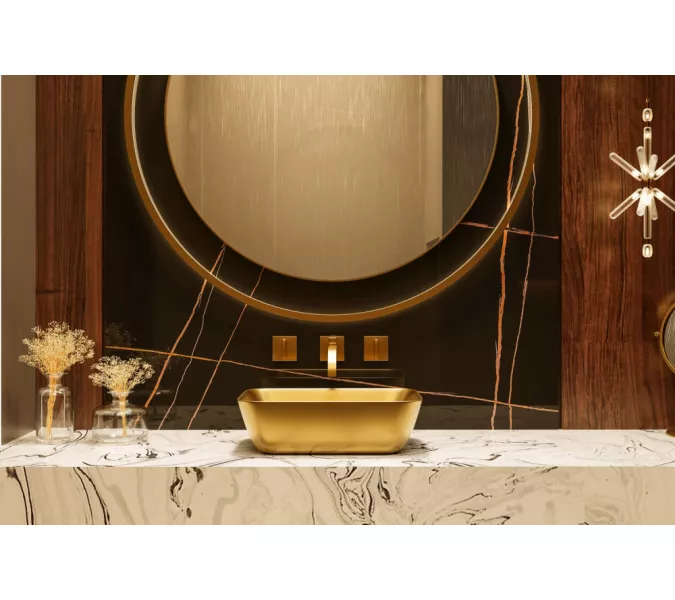 Раковина накладная ABBER Rechteck AC2200MMG золото матовое, Выбрать цвет: Золото матовое, изображение 4