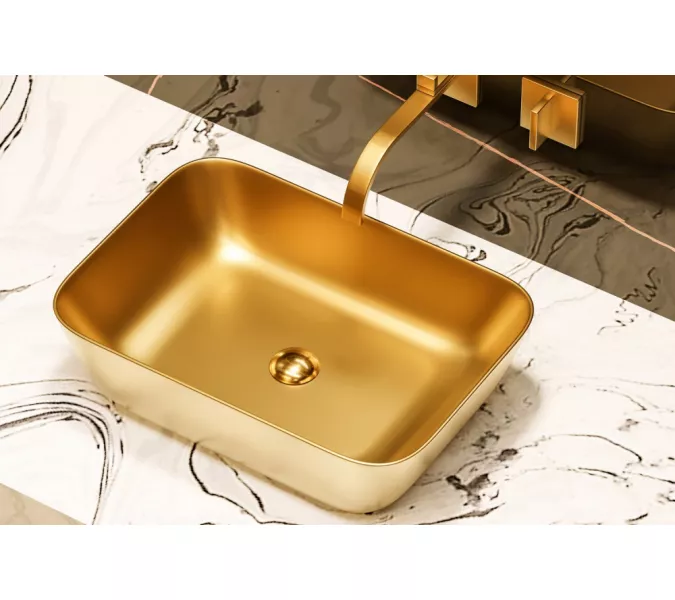 Раковина накладная ABBER Rechteck AC2200MMG золото матовое, Выбрать цвет: Золото матовое, изображение 5