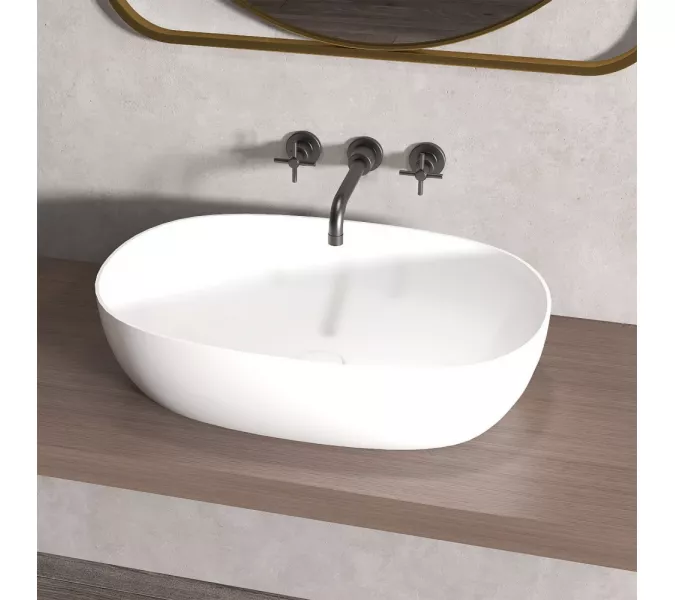 Раковина накладная ABBER Stein AS2633 белая матовая