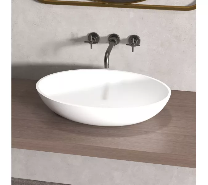 Раковина накладная ABBER Stein AS2635 белая матовая