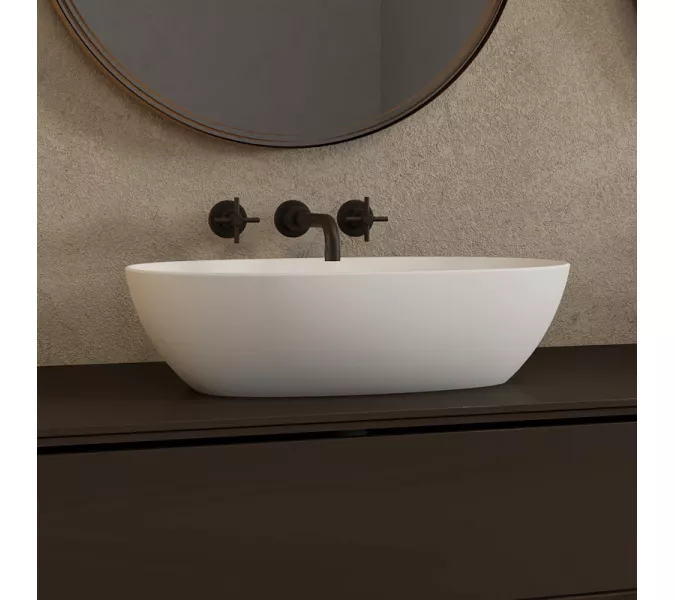 Раковина накладная ABBER Stein AS2636 белая матовая