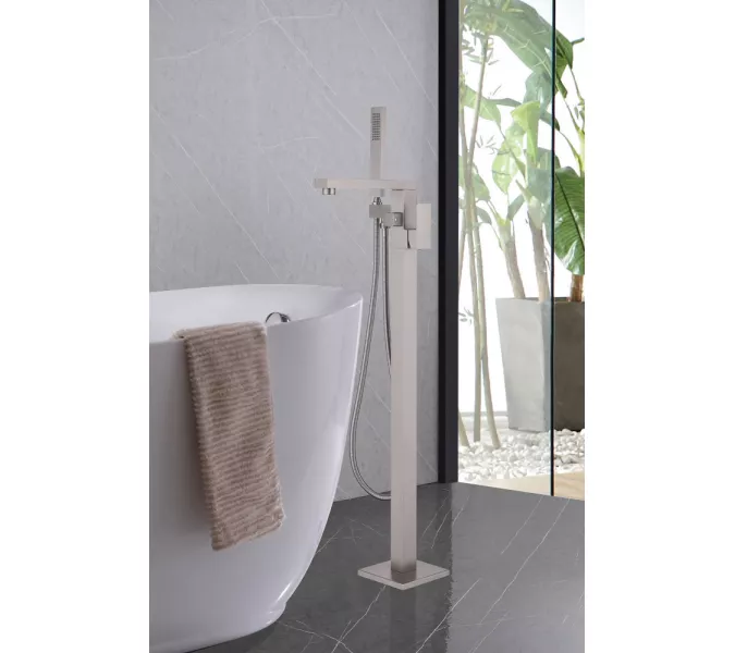 Смеситель ABBER Daheim AF8215SP напольный для ванны с душем, сатин, Выбрать цвет: Сатин, изображение 2