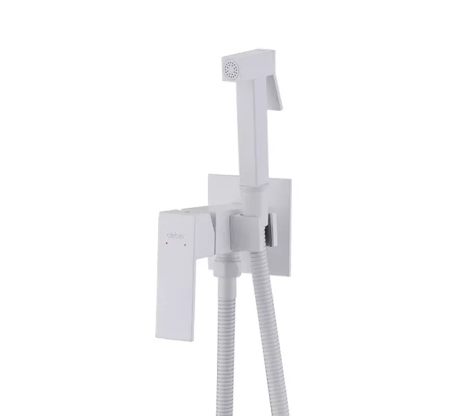 Смеситель ABBER Daheim AF8226W с гигиеническим душем,белый матовый, Выбрать цвет: Белый матовый