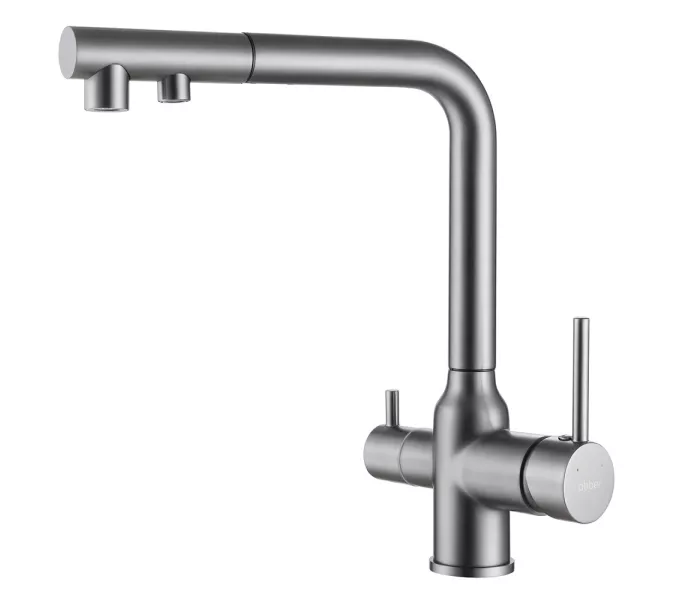 Смеситель ABBER Emotion AF8814NG для кухни с подключением фильтра и выдвижной лейкой, никель, Выбрать цвет: Никель