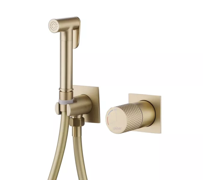 Смеситель ABBER Rund AF8725G с гигиеническим душем, золото матовое, Выбрать цвет: Золото матовое