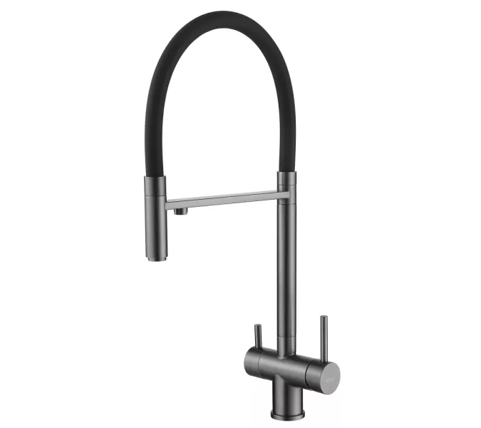 Смеситель ABBER Wasser Kreis AF81141NG для кухни с подключением фильтра и выдвижной лейкой, никель, Выбрать цвет: Никель