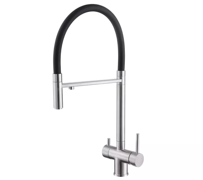 Смеситель ABBER Wasser Kreis AF81141SP для кухни с подключением фильтра и выдвижной лейкой, сатин, Выбрать цвет: Сатин